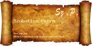 Szubotics Petra névjegykártya